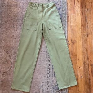 Aritzia Wilfred Free Green Cotton Utility Pants 00